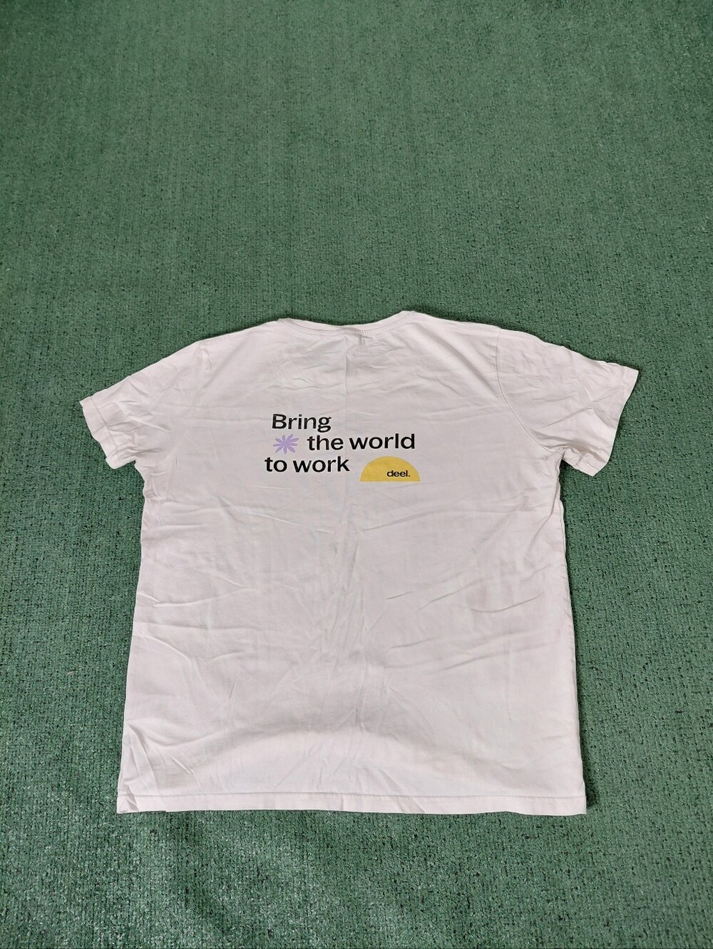 Womens Deel "Bring The World To Work" Company Promo White T Shirt Sz XL